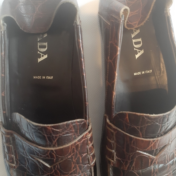 Prada Men Aligator Slip-ons Loafers Size 10 - Picture 4 of 5